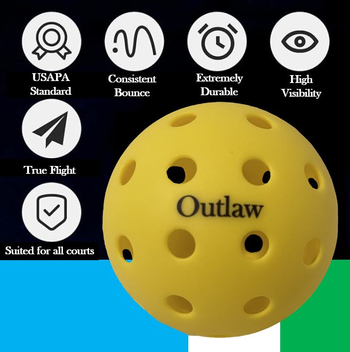Outlaw Pickleball Balls - Outdoor 4 Pack