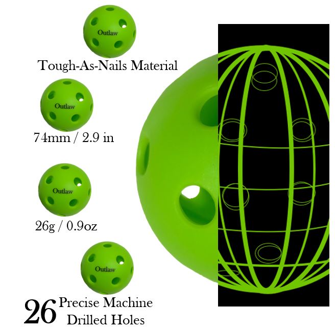 Outlaw Pickleball Balls - Indoor 3 Pack Retail Packaging