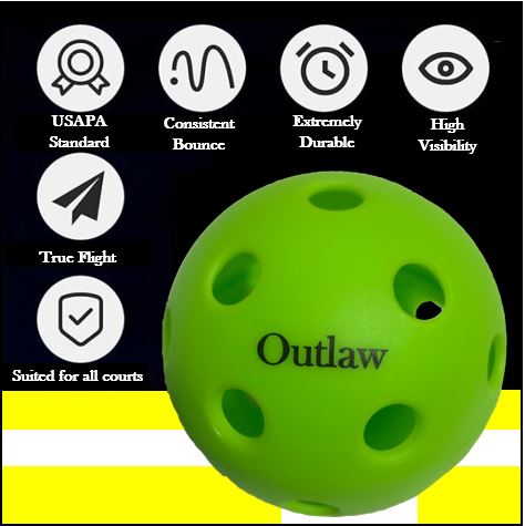 Outlaw Pickleball Balls - Indoor 3 Pack Retail Packaging