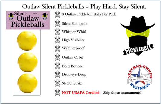 Outlaw Silent Pickleball Balls - Indoor/Outdoor 3 Pack Retail Packaging